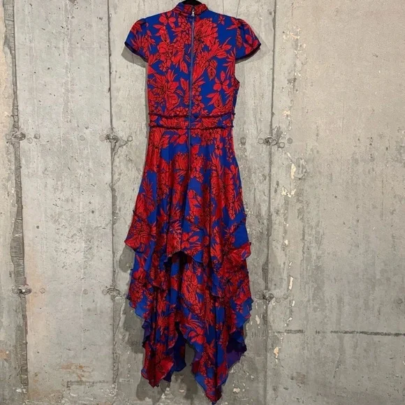 Alice + Olivia Floral Ilia Tiered Fit Flare Ruffle Maxi Dress Wedding *READ* - Picture 2 of 11